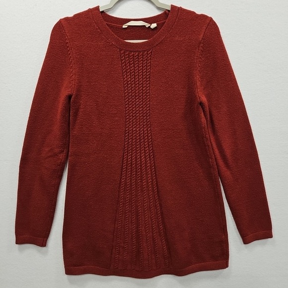 Soft Surroundings Priscilla Sweater XS Brick Red Pullover Tunic Boho Cable Knit - Picture 1 of 7